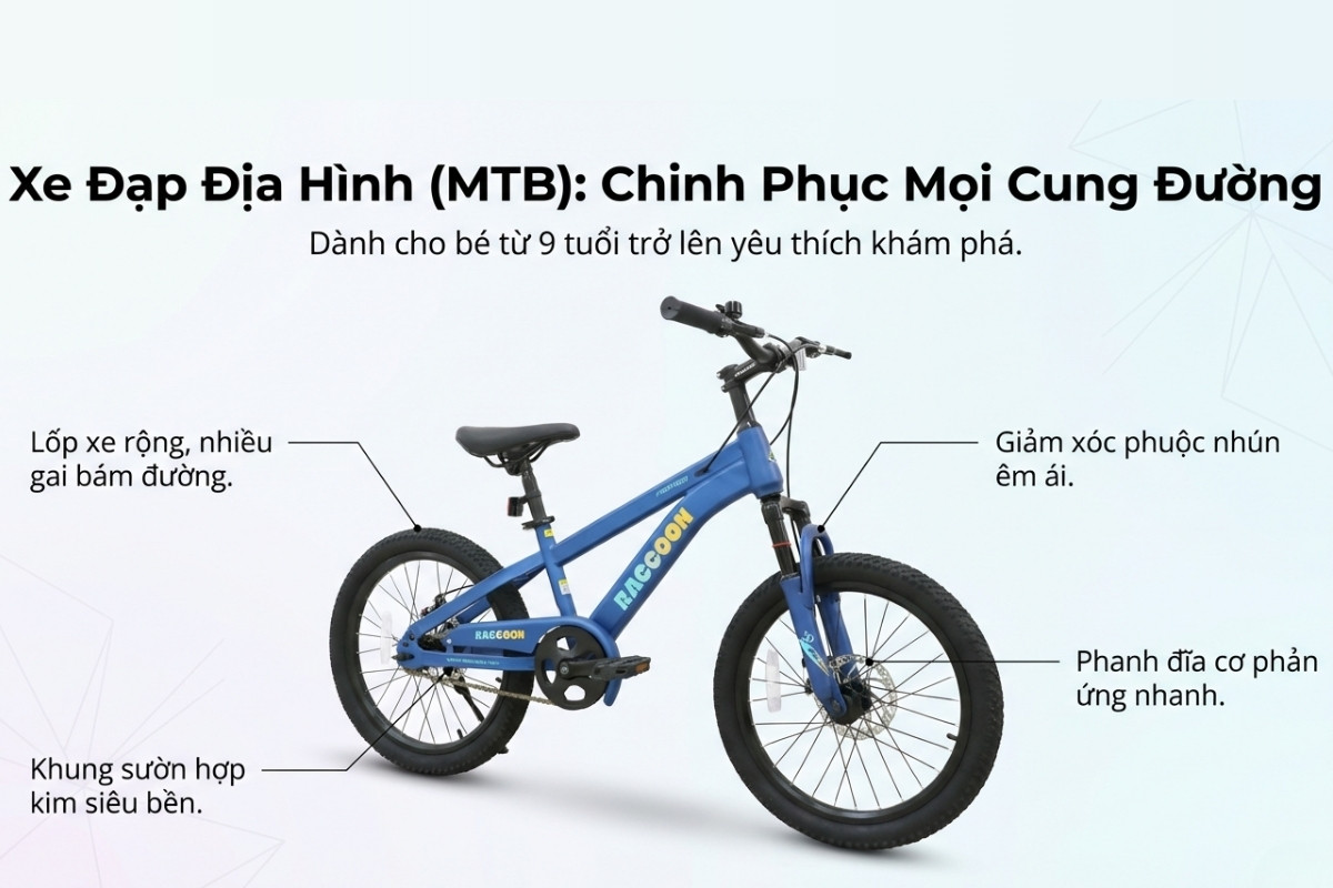 Xe đạp địa hình trẻ em, chinh phục cung đường cùng bé