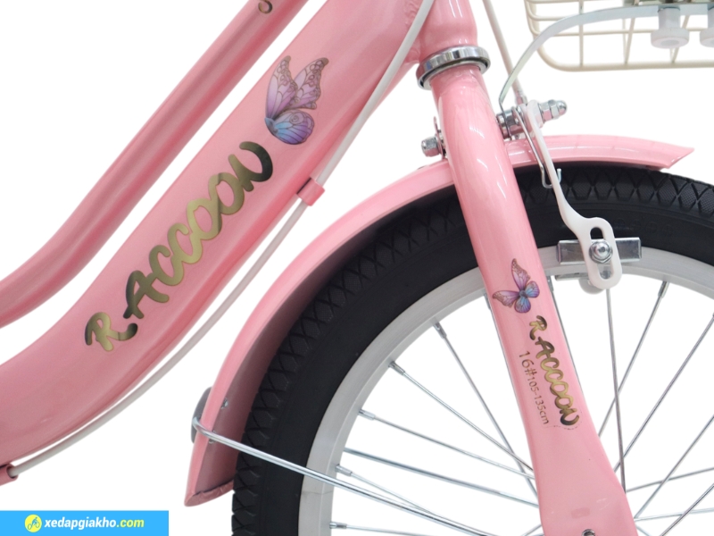 Xe Đạp Trẻ Em Raccoon Nana 14 Inch 7 Càng phuộc thép chịu lực tốt đảm bảo bé luôn được an toàn