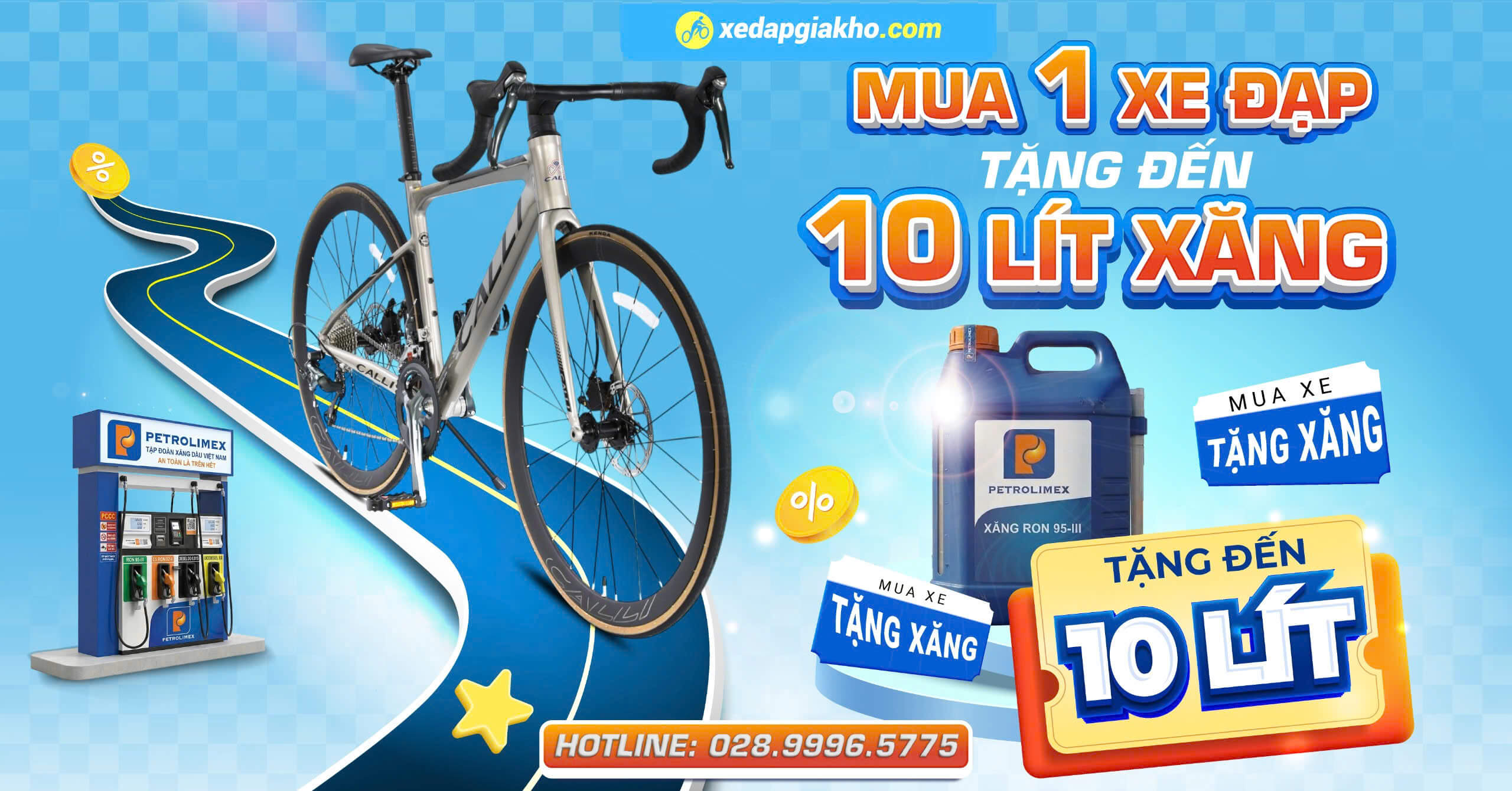 Mua 1 xe đạp tặng đến 10 lít xăng ưu đãi từ Xe Đạp Giá Kho