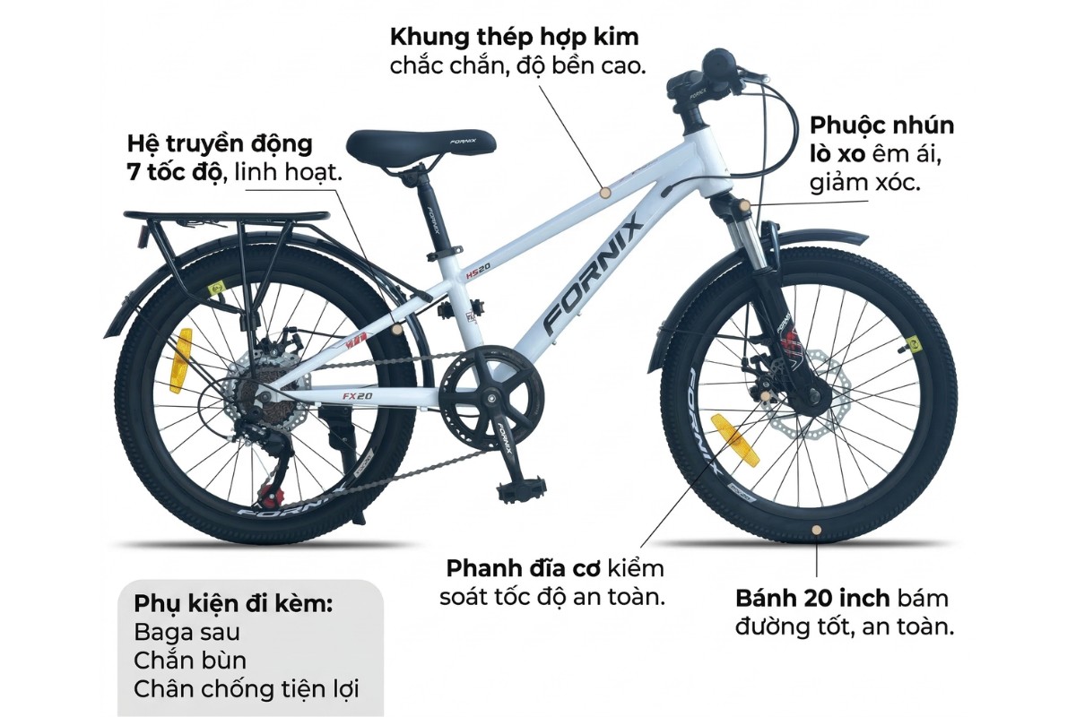 Xe đạp 20 inch cho bé trai thích sự năng động, cá tính