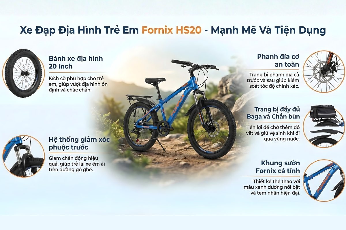 Xe đạp cho bé 10 tuổi Fornix HS20 phù hợp di chuyển đa dạng địa hình