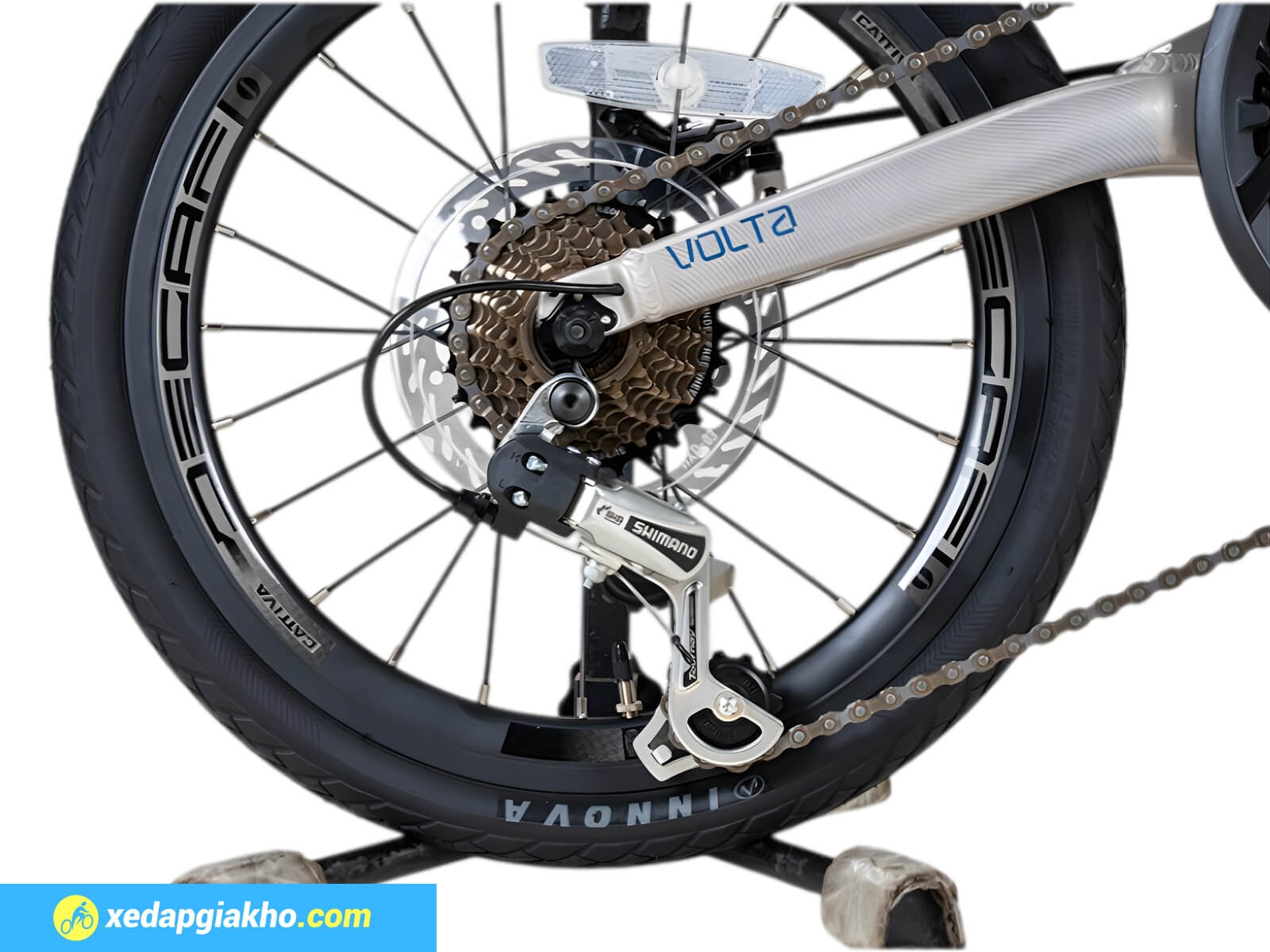 Xe Đạp Gấp Java Volta 7s 16 Inch - Phanh đĩa dầu 12 Xe đạp gấp sở hữu líp 7 tầng linh hoạt, sang số mượt mà