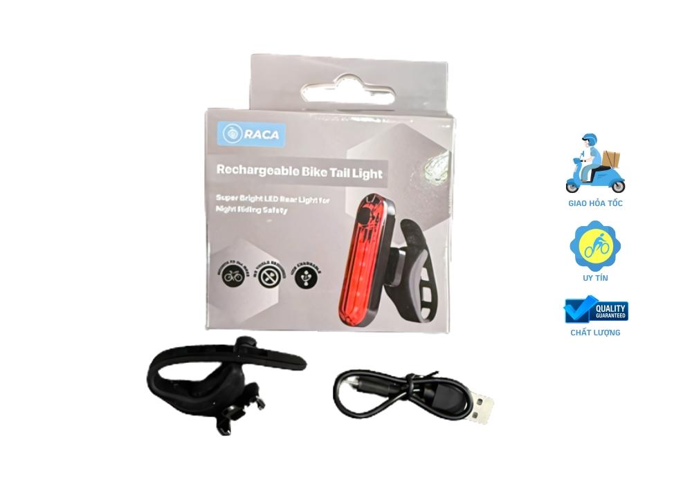 Đèn Hậu Cảnh Báo Xe Đạp Raca Sạc USB 4 Chế Độ Sáng 6 Đèn hậu cảnh báo xe đạp Raca nhỏ gọn