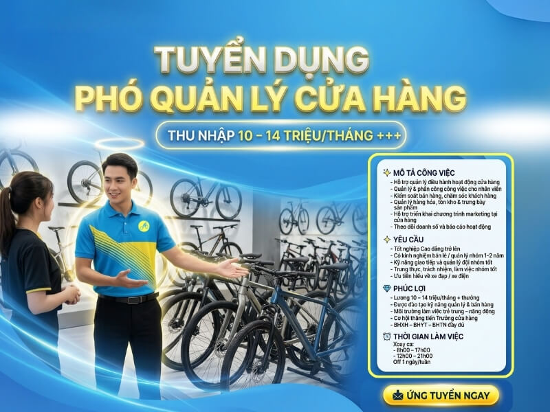 Tuyển dụng phó quán lý cửa hàng bán lẻ xe đạp