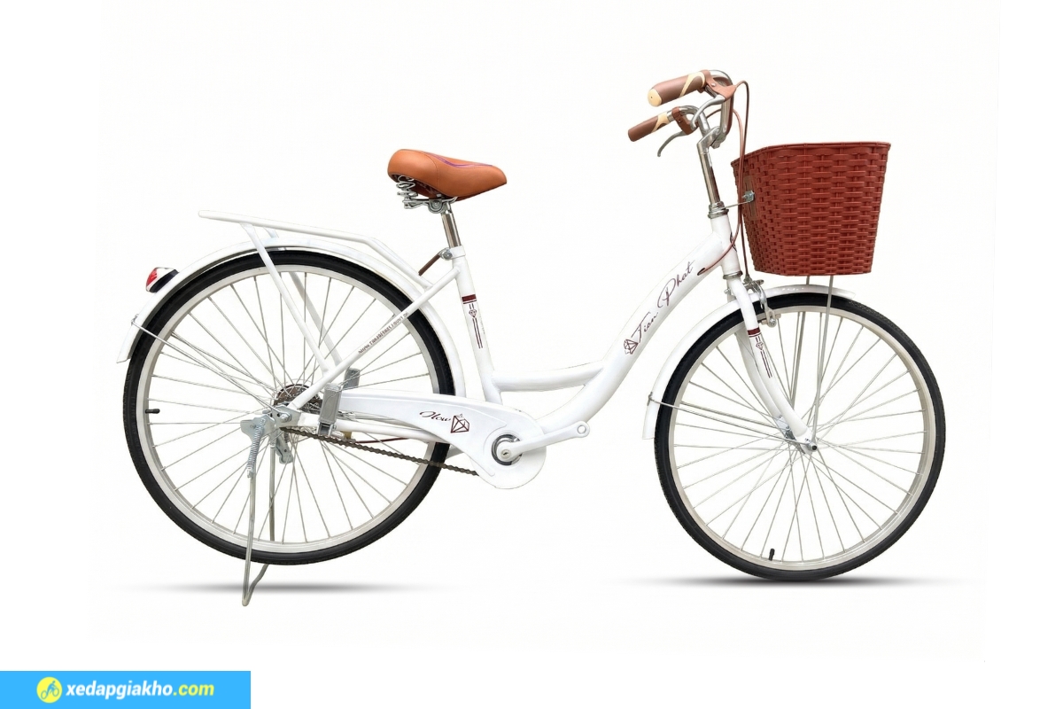 Xe Đạp Nữ Tiến Phát 24 inch - Xe Đạp Từ Thiện 5 Xe đạp nữ Tiến Phát - Màu trắng