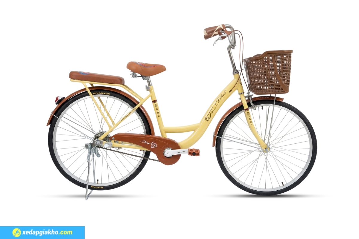 Xe Đạp Nữ Tiến Phát 24 inch - Xe Đạp Từ Thiện 4 Xe đạp nữ Tiến Phát - Màu vàng