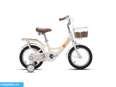 Xe đạp trẻ em bé gái Jazz Bear A-2305 14 inch màu kem