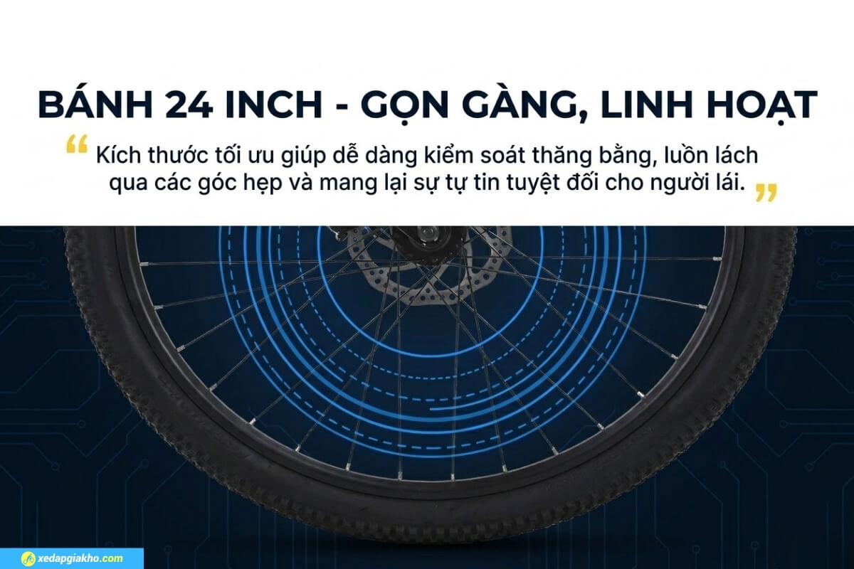 Xe Đạp Địa Hình MTB Califa X3 24 Inch - Phanh Đĩa Cơ 15 Bánh 24 inch đàn hồi tốt, di chuyển êm ái