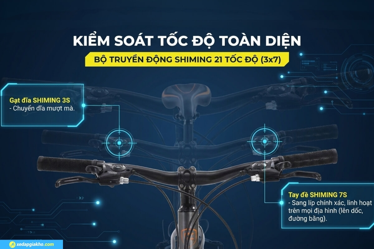 Xe Đạp Địa Hình MTB Califa X3 24 Inch - Phanh Đĩa Cơ 12 Tay đề hoạt động chính xác, ổn định