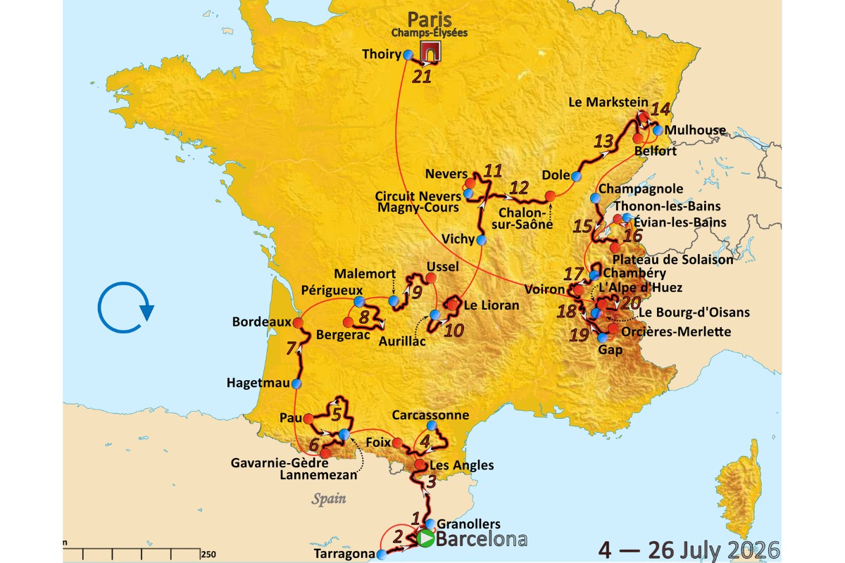 Lịch Thi Đấu Tour De France 2026 Với 21 Chặng Đua Gay Cấn 2 Các chặng đường trong lịch thi đấu Tour de France 2026