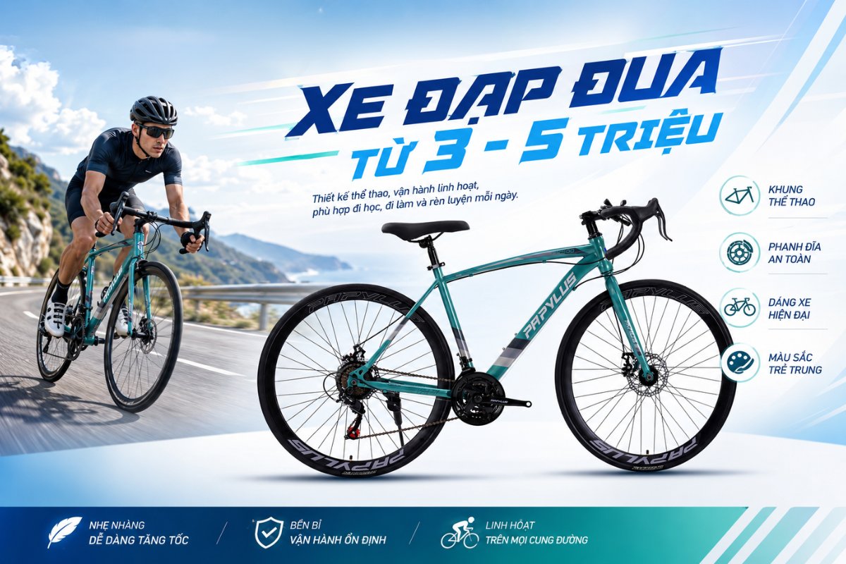 Xe đạp đua từ 3 - 5 triệu chính hãng, phù hợp nhiều đối tượng