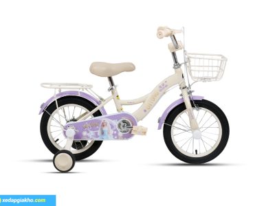 xe đạp trẻ em qitong anna 12 inch màu kem tím