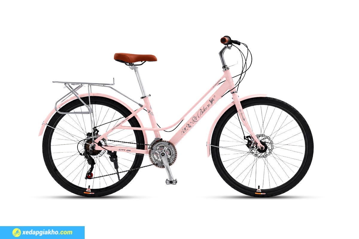 Xe Đạp Nữ QT Bike City V26 26 Inch - Khung Nhôm 17 Bộ bánh 26 inch cao su bám đường tốt
