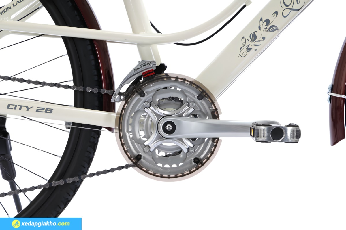 Xe Đạp Nữ QT Bike City V26 26 Inch - Khung Nhôm 13 Bộ giò đĩa xe đạp nữ QT Bike City V26 26 inch giúp truyền lực tốt