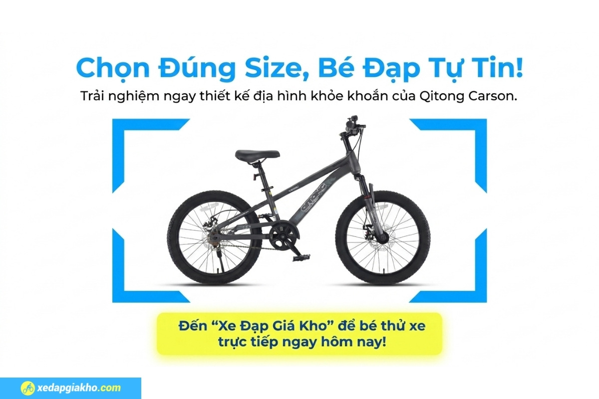 Xe Đạp Địa Hình Trẻ Em Qitong Carson 22 Inch 8 Xe đạp địa hình trẻ em Qitong Carson 22 inch cho các bé cao từ 1m30 - 1m50, phụ huynh hãy giúp bé chọn đúng kích thước để thoải mái nha