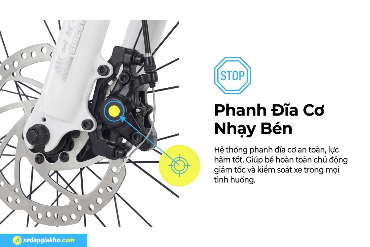 Xe Đạp Địa Hình Trẻ Em Qitong Carson 22 Inch 11 Phanh đĩa cơ giúp kiểm soát tốc độ hiệu quả của xe Qitong Carson