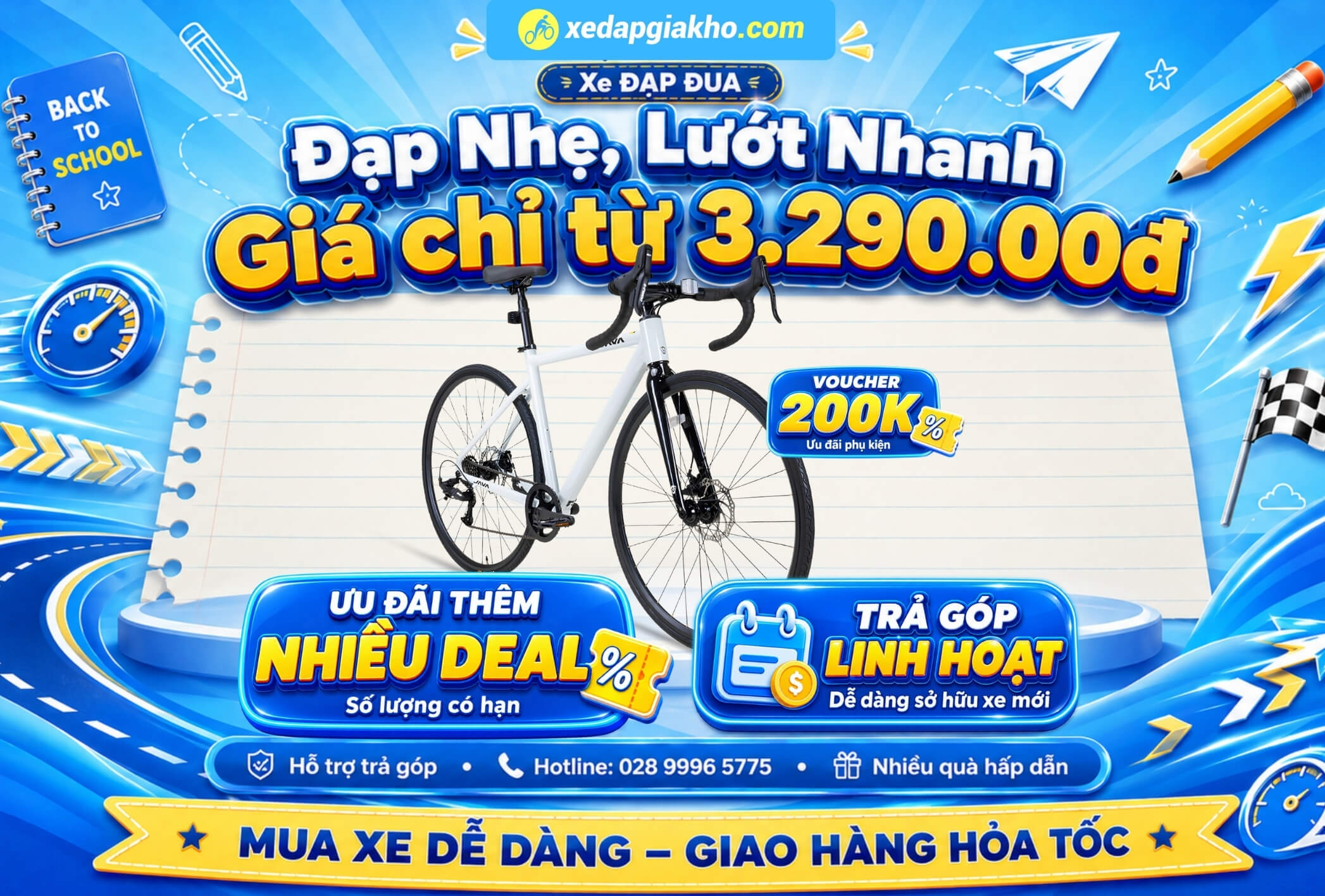 Xe Đạp Giá Kho - #1 Hệ Thống Cửa Hàng Xe Đạp 20 Xe đạp đua ưu đãi mùa Tựu Trường 2026