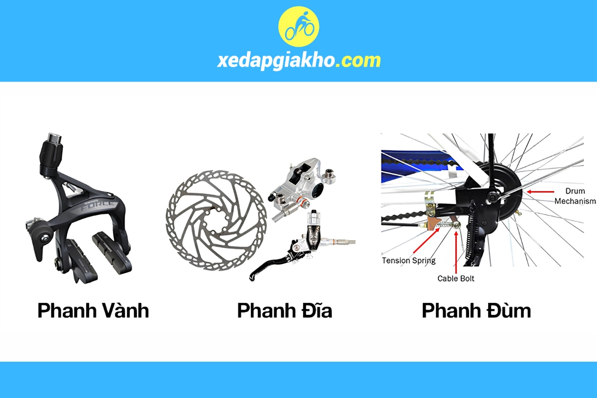 Xe Đạp Đi Học Loại Nào Tốt? Top Mẫu Đẹp, Bền Và Đáng Mua 4 các loại phanh xe đạp phổ biến trên thị trường