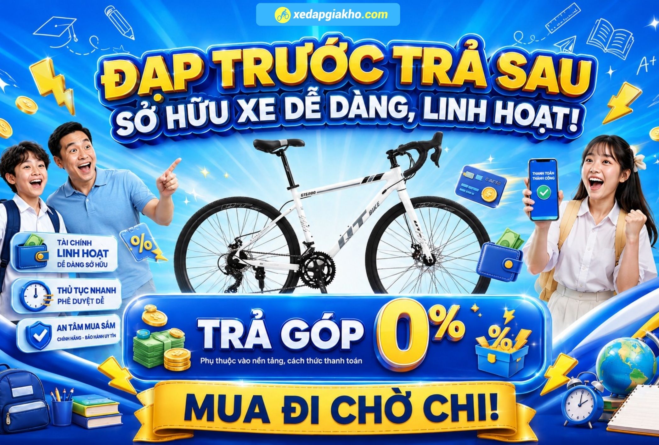 Xe Đạp Giá Kho - #1 Hệ Thống Cửa Hàng Xe Đạp 23 Đạp trước trả sau, mua xe đạp trả góp
