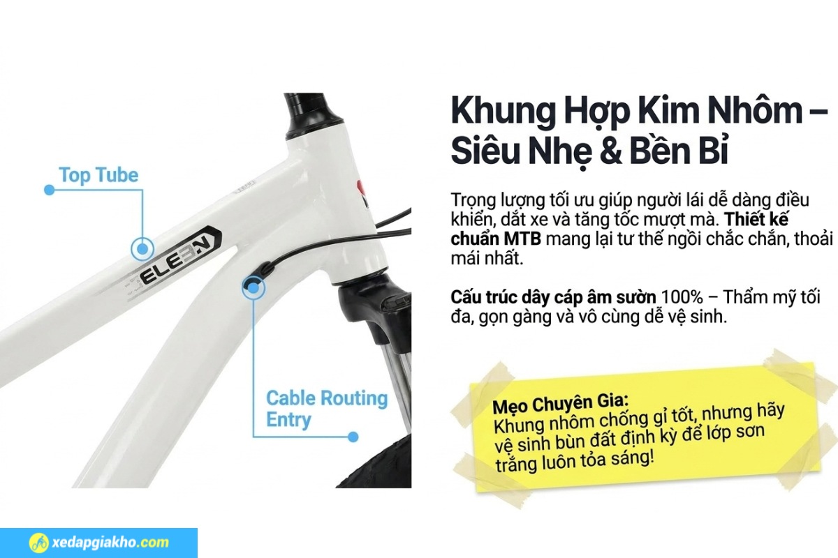 Xe Đạp Địa Hình MTB Veleon V-985pro TP27.5 27.5 Inch 9 Khung sườn bền bỉ, tối ưu trọng lượng