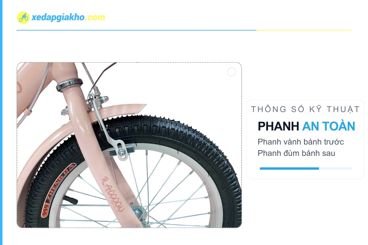 Xe Đạp Trẻ Em Raccoon Lana 16 Inch 9 Phanh trước xe đạp trẻ em Raccoon Lana