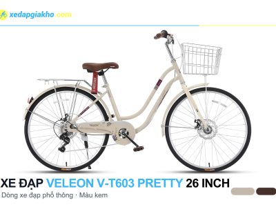 Xe Đạp Nữ Veleon V-T603 Pretty 26 Inch 6 Xe đạp nữ Veleon V-T603 Pretty 26 inch màu kem