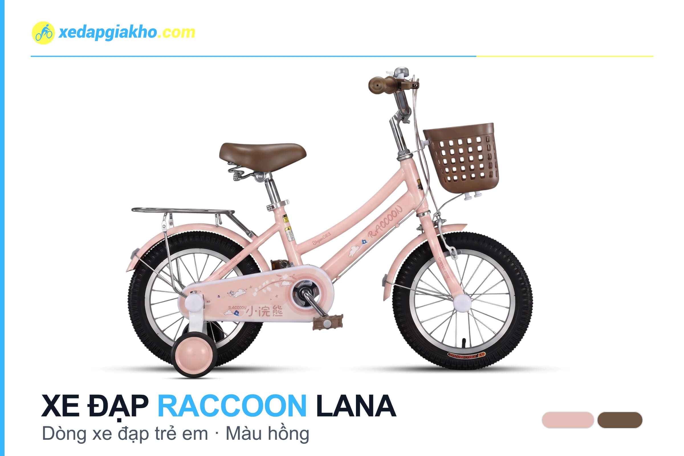 Xe Đạp Trẻ Em Raccoon Lana 16 Inch 6 Xe đạp trẻ em Raccoon Lana màu hồng