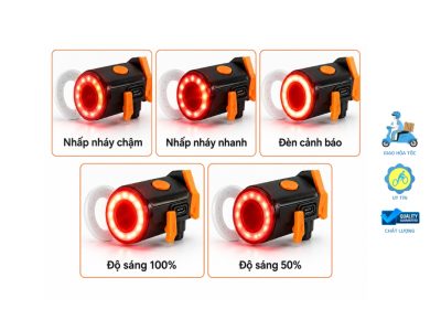 Đèn hậu xe đạp dạng tròn sạc USB