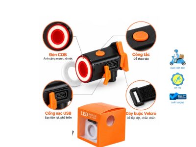 Đèn hậu xe đạp dạng tròn sạc USB