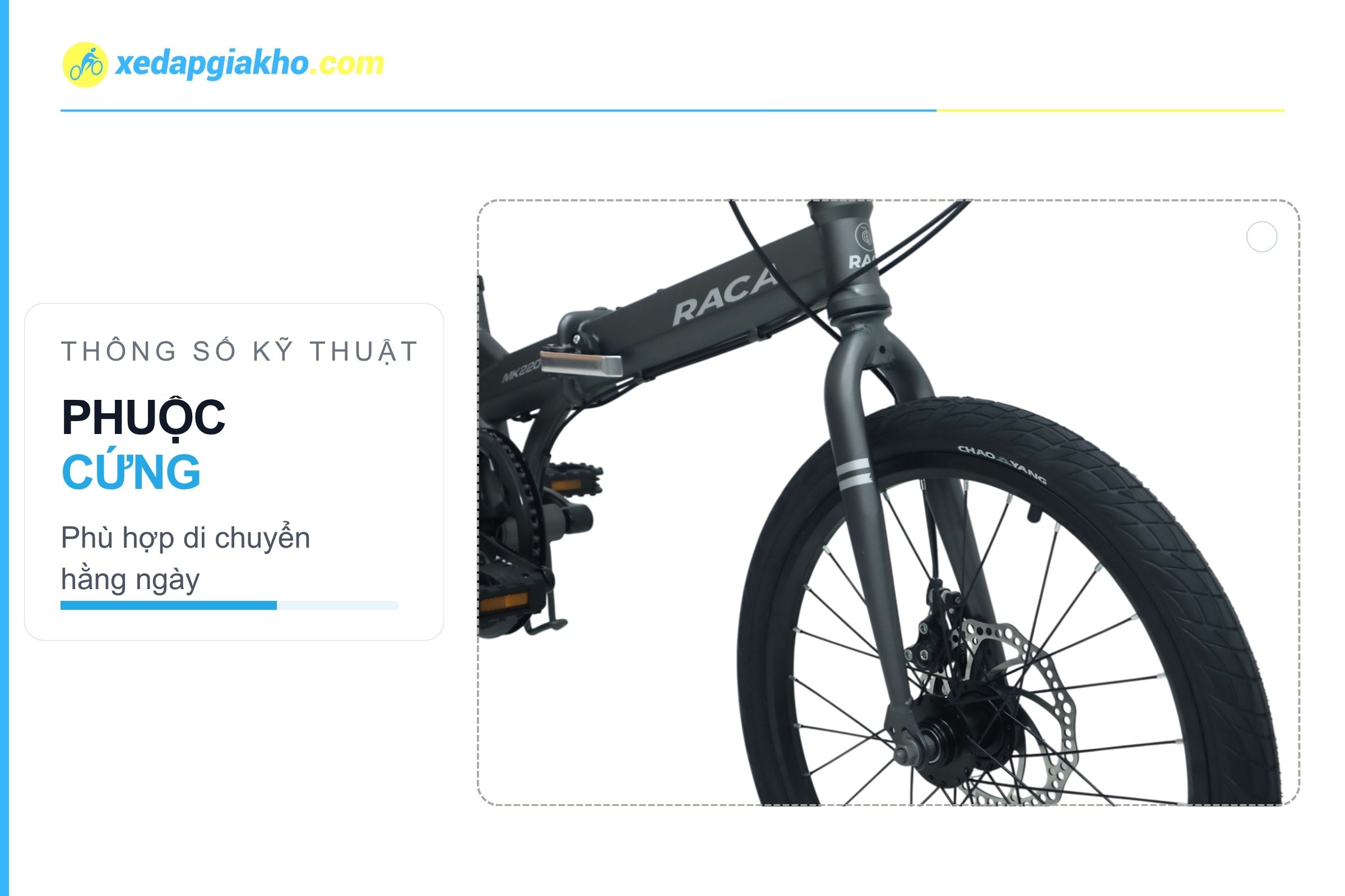 Xe Đạp Gấp Raca MK220 20 Inch - Phanh Đĩa Cơ 12 Phuộc xe đạp gấp Raca MK220 20 inch