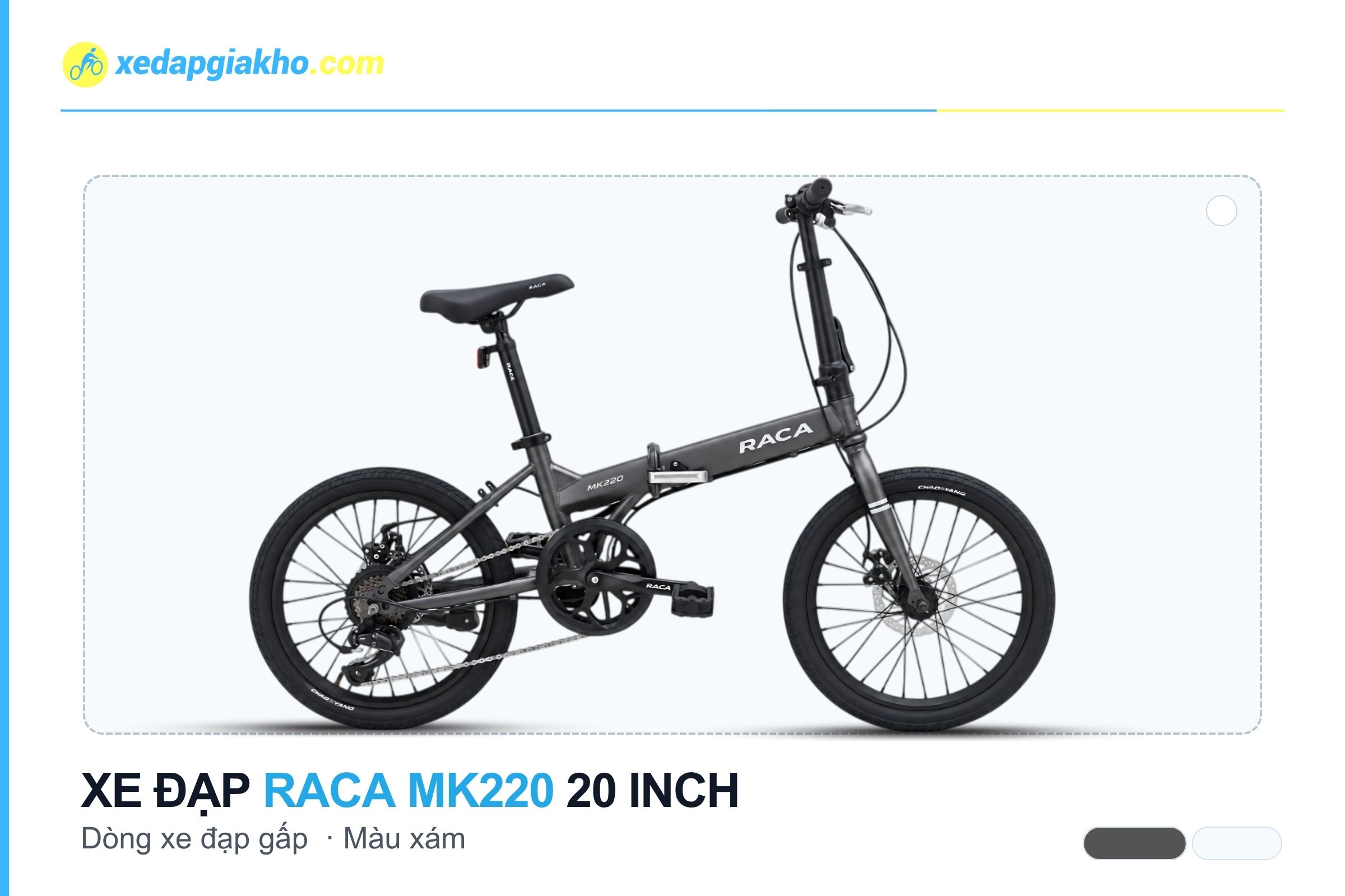 Xe Đạp Gấp Raca MK220 20 Inch - Phanh Đĩa Cơ 6 Xe đạp gấp Raca MK220 20 inch màu xám thiết kế tiện lợi