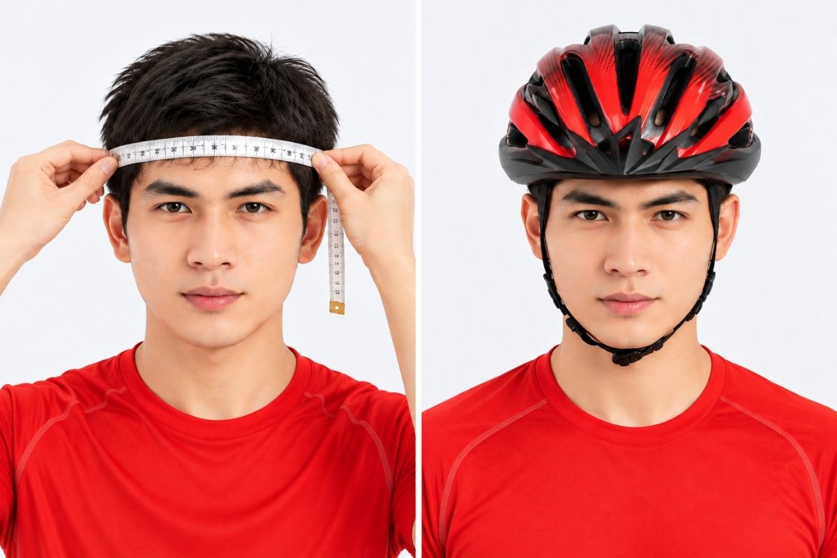 Cách Chọn Mũ Bảo Hiểm Xe Đạp: 5 Tiêu Chí Cần Biết 3 Người đo vòng đầu để chọn mũ bảo hiểm xe đạp