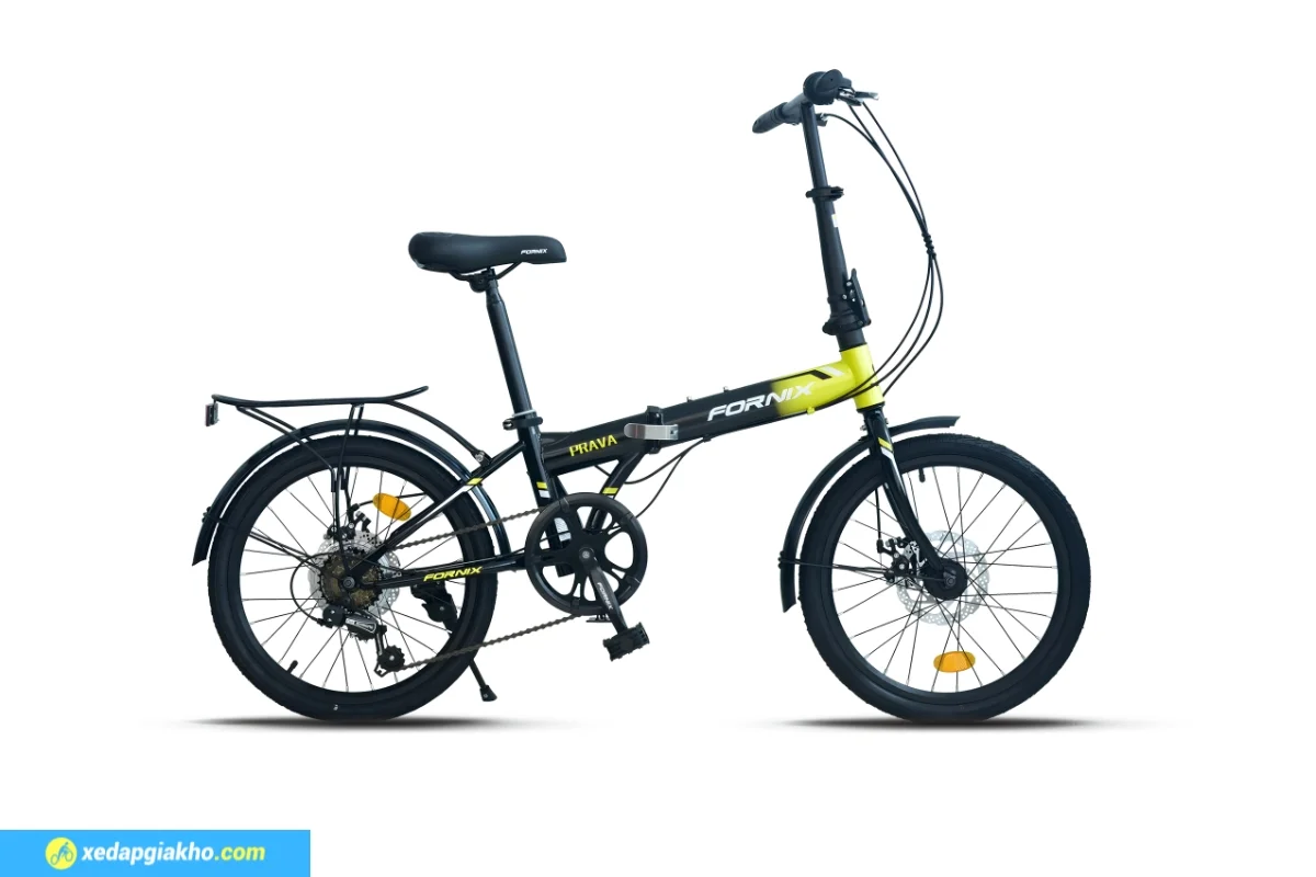 Xe Đạp Gấp Fornix Prava 20 Inch Phiên Bản Mới 6 Xe đạp gấp Fornix Prava 20 inch màu đen vàng
