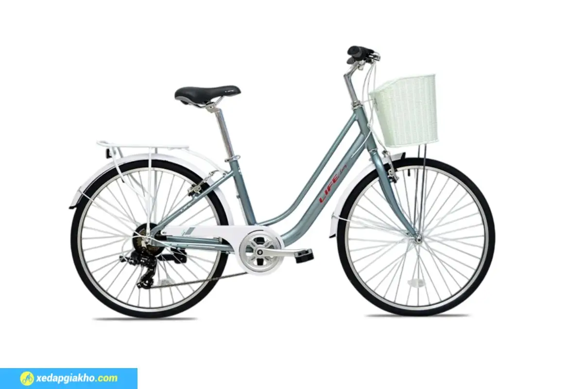 Xe Đạp Nữ Life Lucy Khung Nhôm 26 Inch Màu Ghi