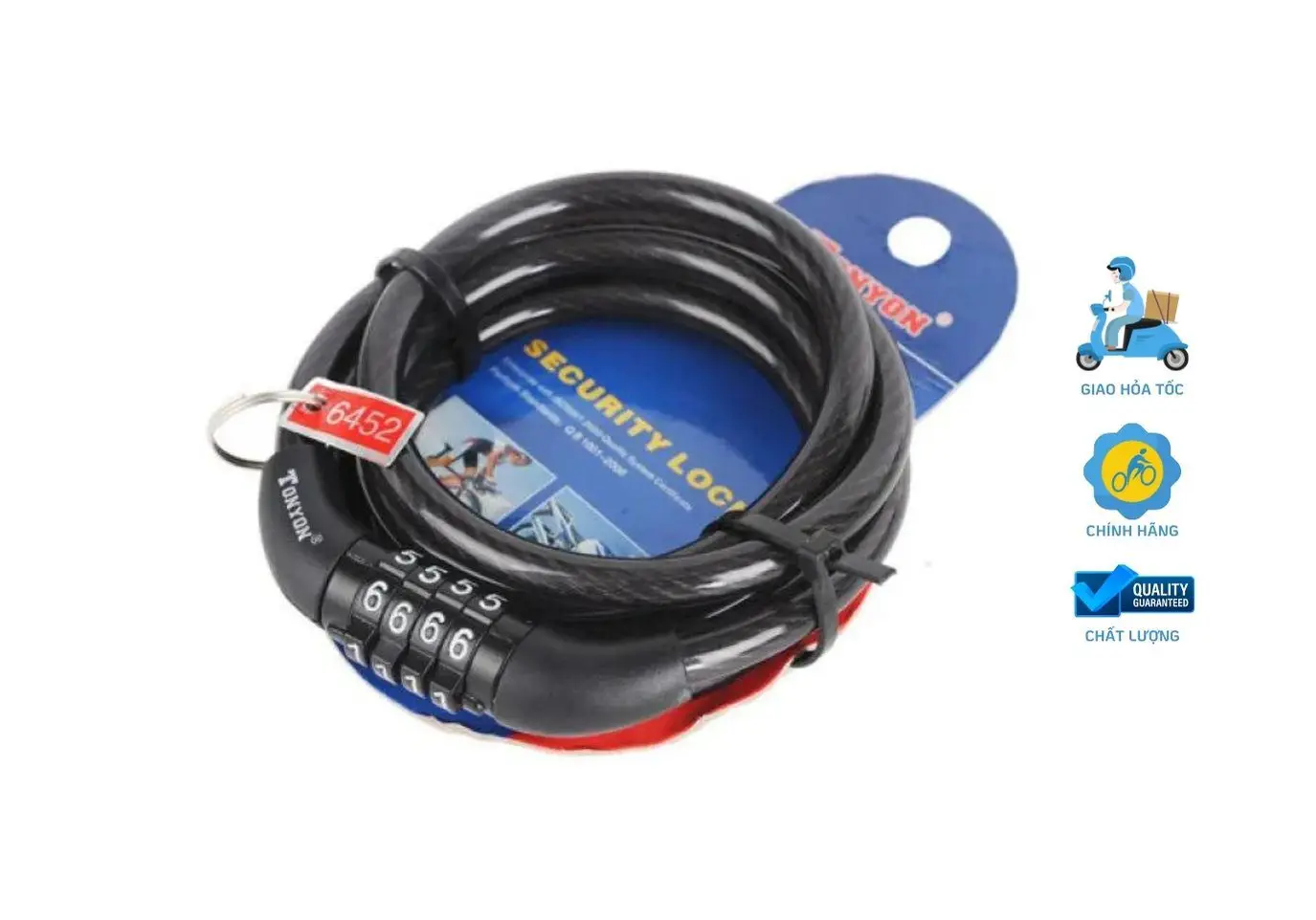 Khoá Dây Xe Đạp Tonyon 4 Số Đổi Mật Khẩu 2 Khoá dây xe đạp Tonyon bảo vệ xe đạp của bạn một cách an toàn và hiệu quả