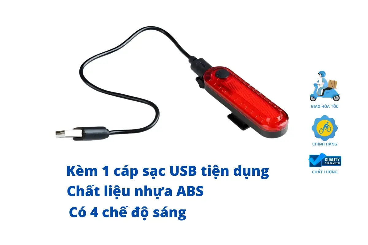 Đèn Sau Led Xe Đạp 4 Chế Độ Sáng 4 Đèn Sau Led Xe Đạp 4 Chế Độ Sáng