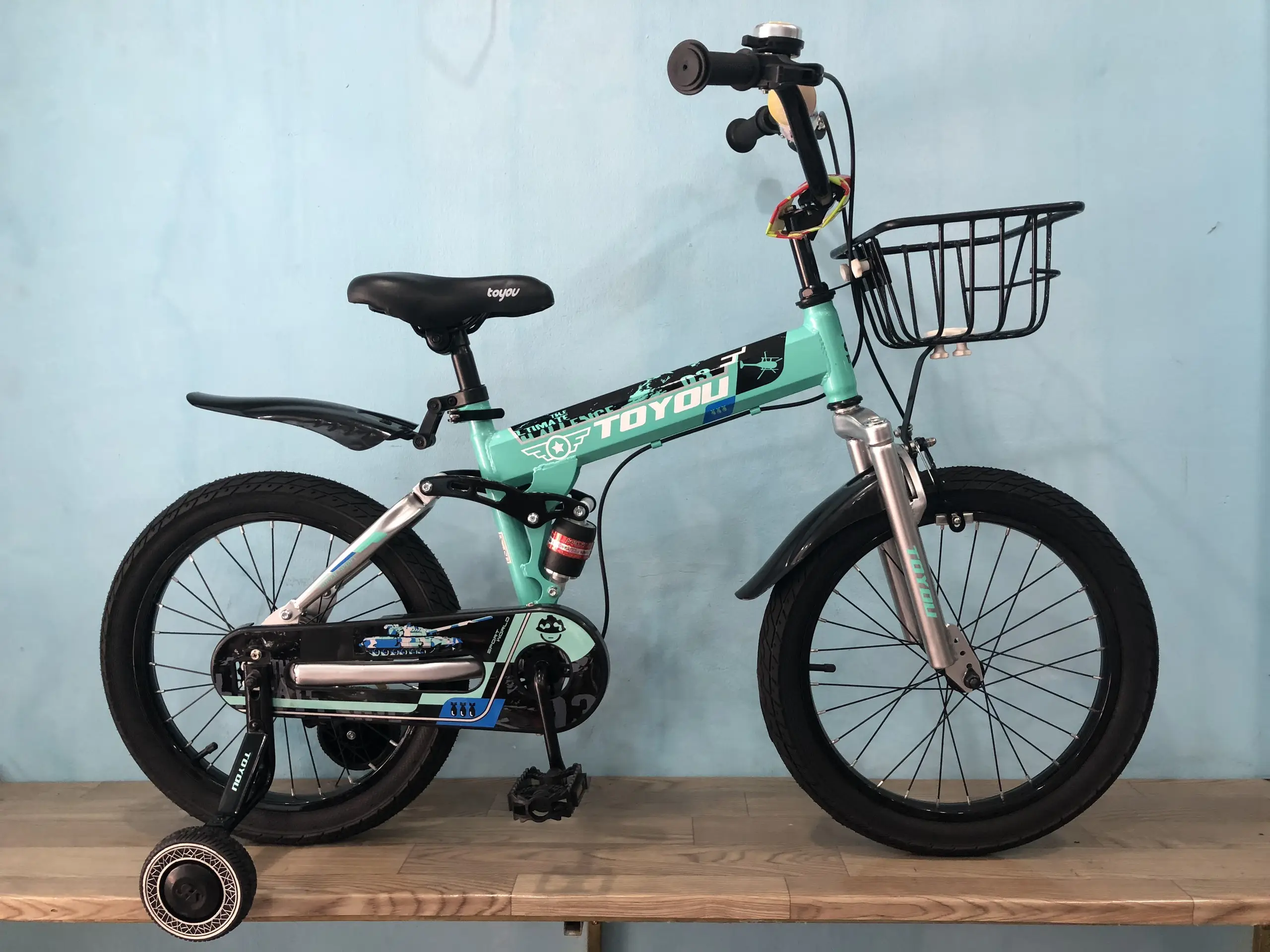 Xe Đạp Trẻ Em 18 inch TOYOU TY-22 Nam Cao Cấp - Màu Đen Xanh