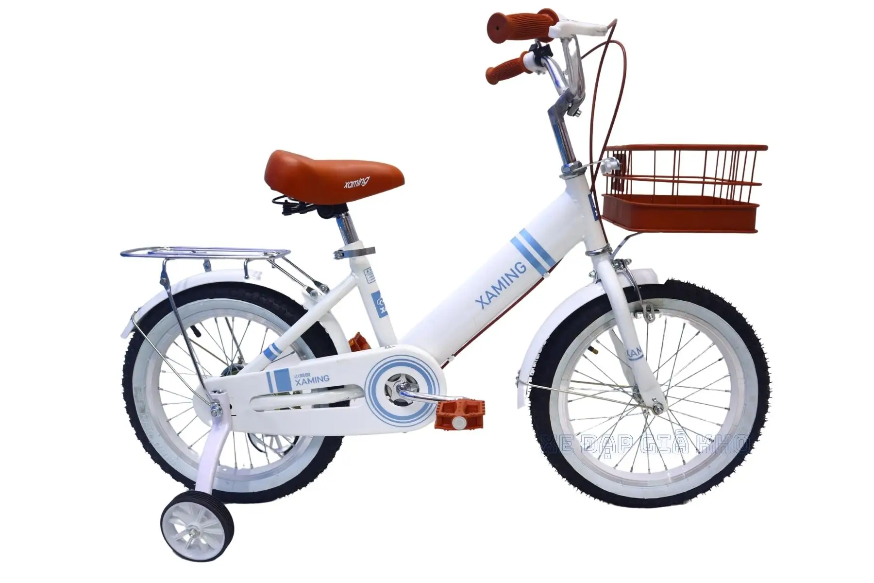 Xe Đạp Cho Bé 18 Inch Xaming Rổ Nâu Sườn Đơn Cao Cấp