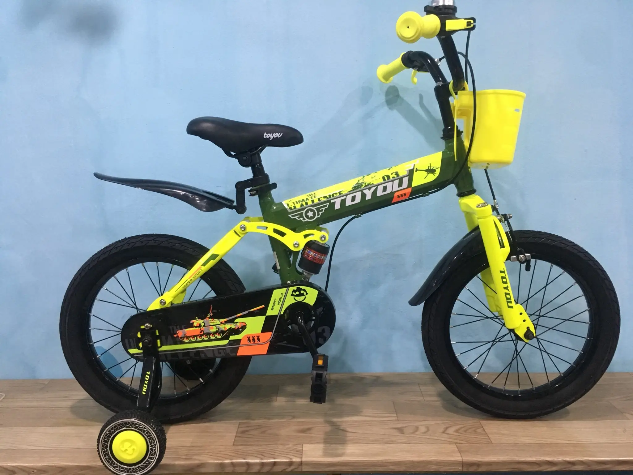 Xe Đạp Trẻ Em 16 Inch TOYOU TY-22 Nam Cao Cấp - Màu Vàng Lính