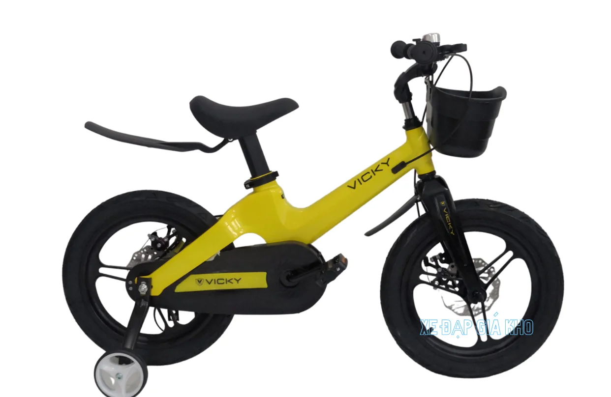 Xe Đạp Trẻ Em 12 Vicky Khung Nhôm Bánh Mâm Thắng Đĩa Trước Sau