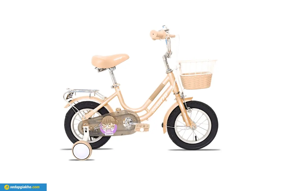 Xe Đạp Trẻ Em Bé Gái Shukyo S1 14 Inch màu kem