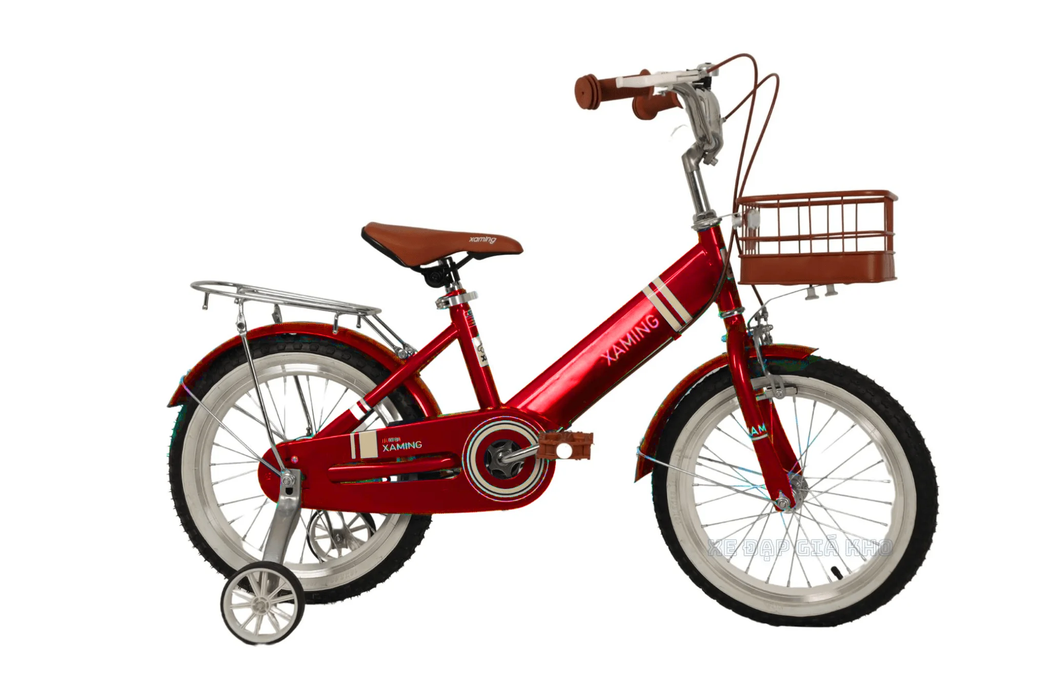 Xe Đạp Trẻ Em Xaming Rổ Nâu Sườn Đơn 16 Inch