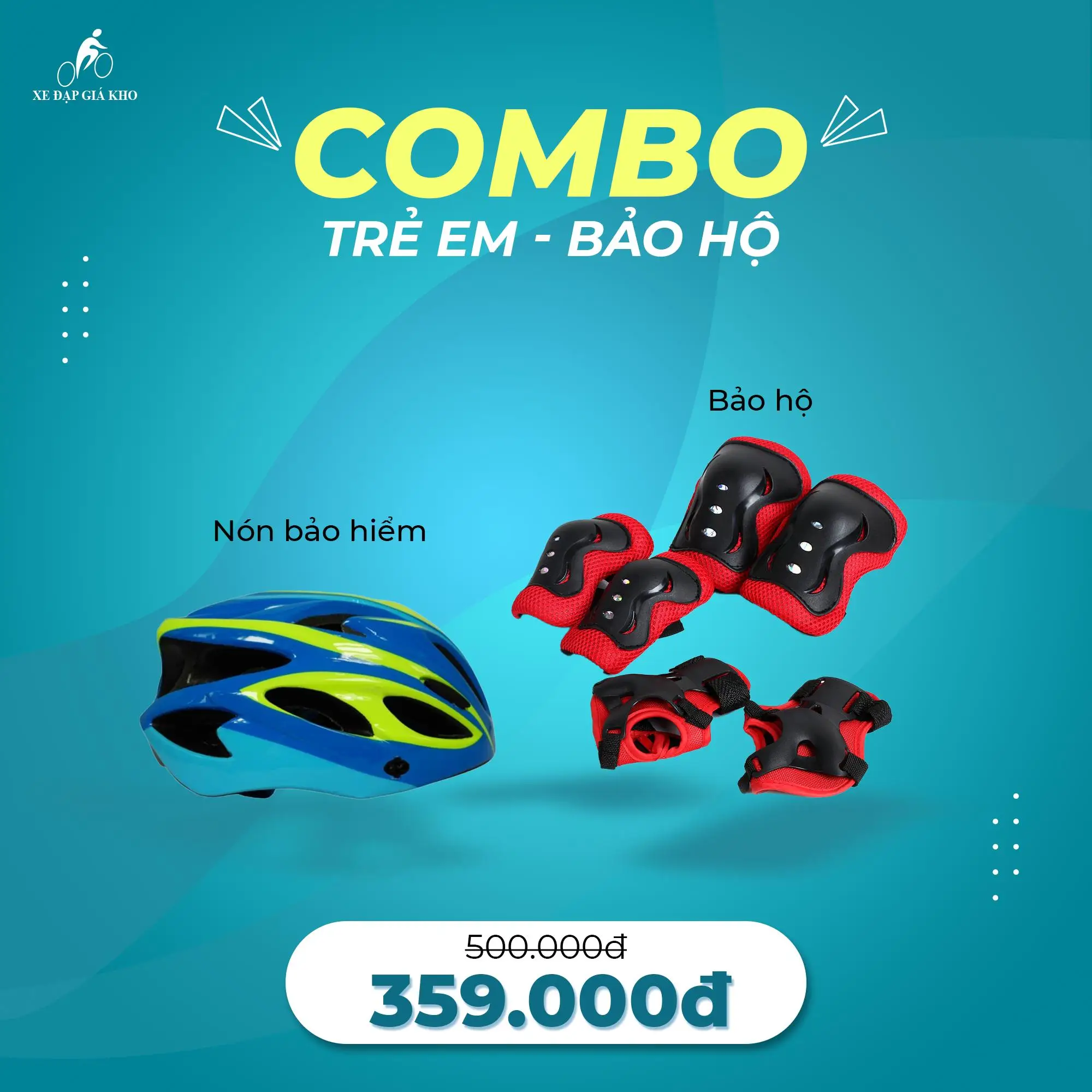 Combo Phụ Kiện Trẻ Em Bảo Hộ Nón Bảo Hiểm Chính Hãng