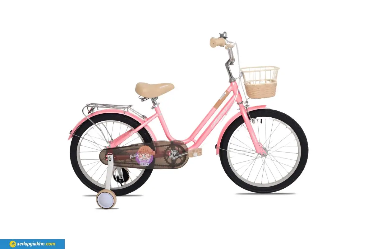 e Đạp Trẻ Em Bé Gái Shukyo S1 18 Inch hồng
