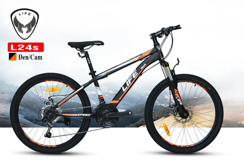 Xe Đạp Thể Thao 24 Inch LIFE L24S - Đen Cam 1 Xe Đạp Thể Thao 24 Inch LIFE L24S - Đen Cam