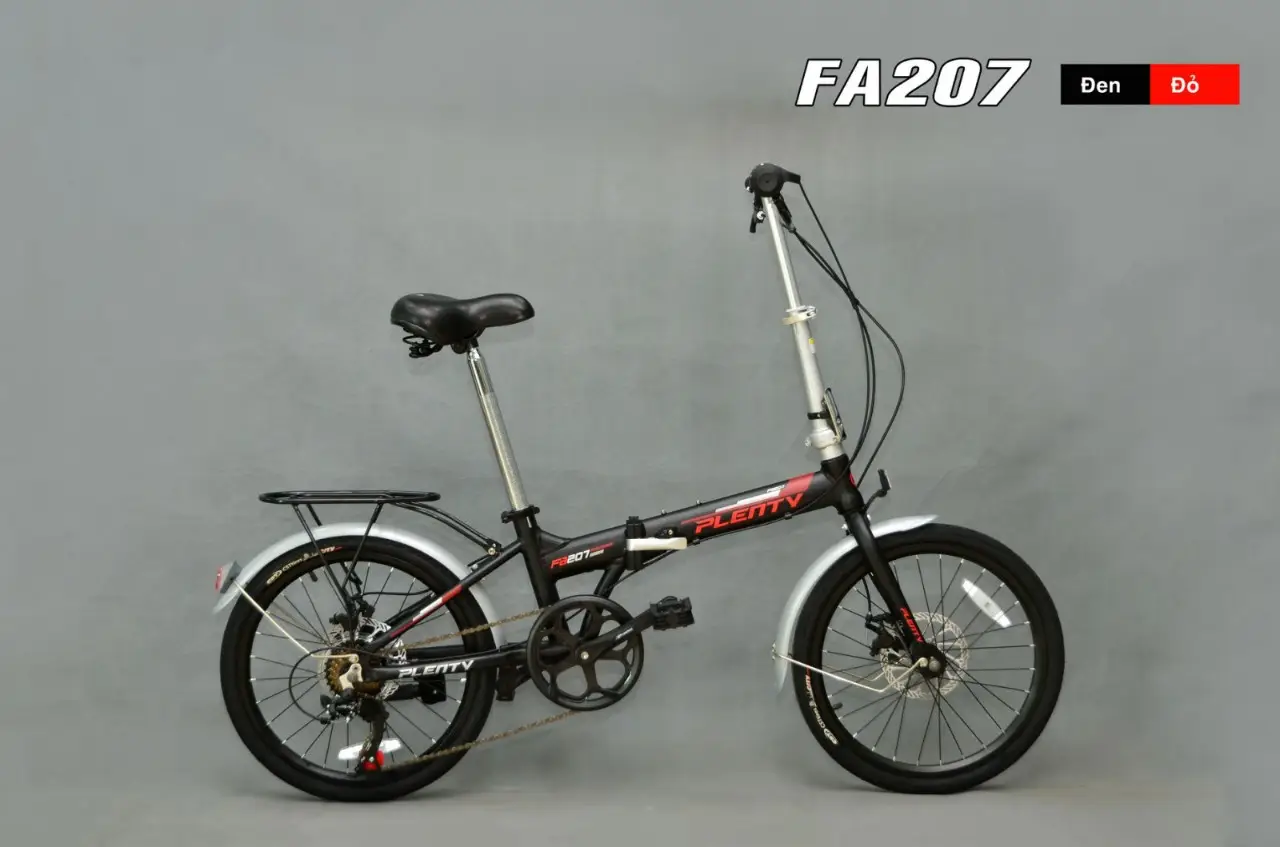 Xe Đạp Gấp 20 Inch PLENTY FA207 - Màu Đen Đỏ
