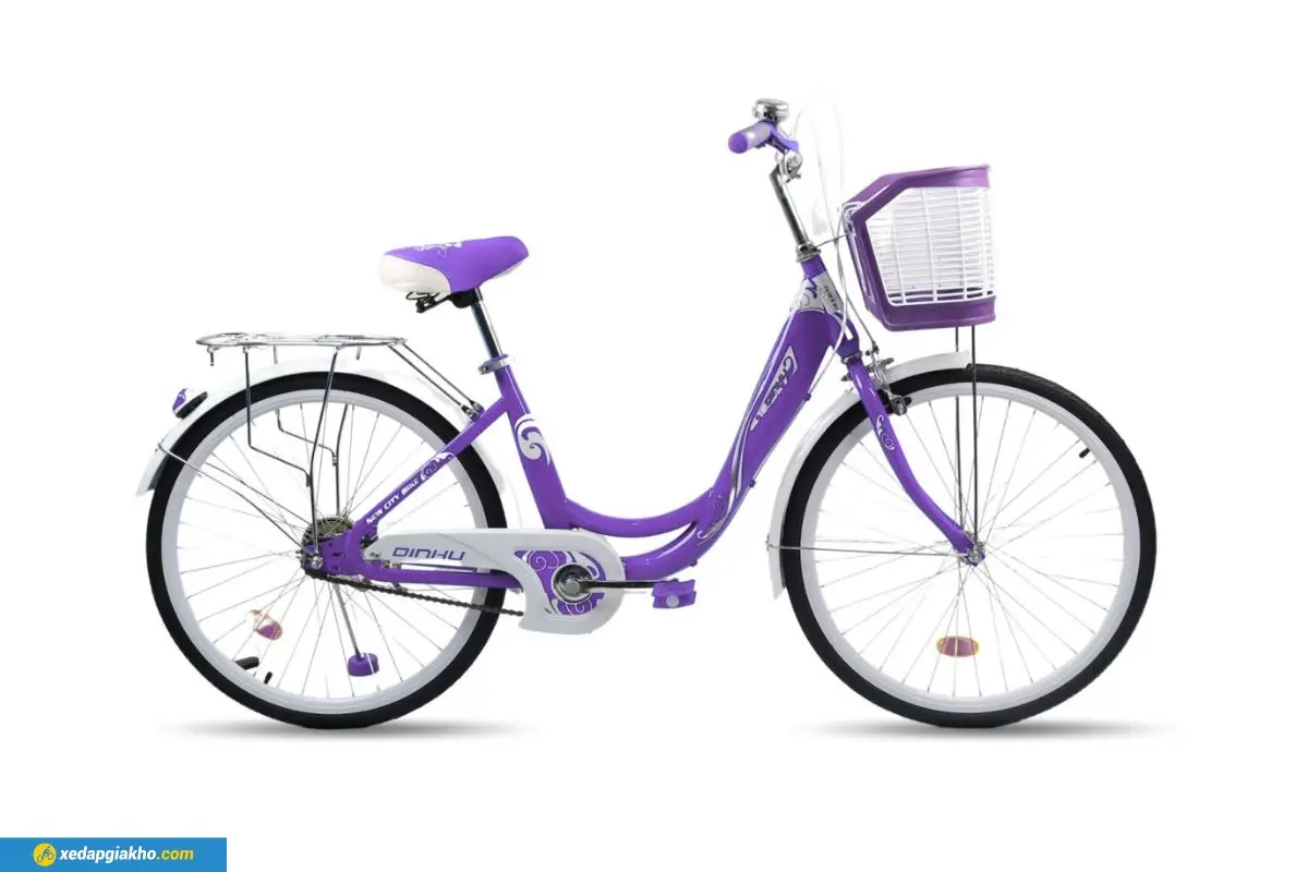 Xe Đạp Nữ Dinhu Sườn 1 Ống – Bánh 24 Inch Tím