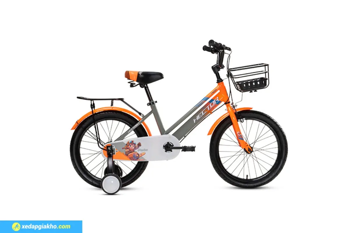 Xe Đạp Trẻ Em Bé Trai Hector Polo 18 Inch màu cam xám