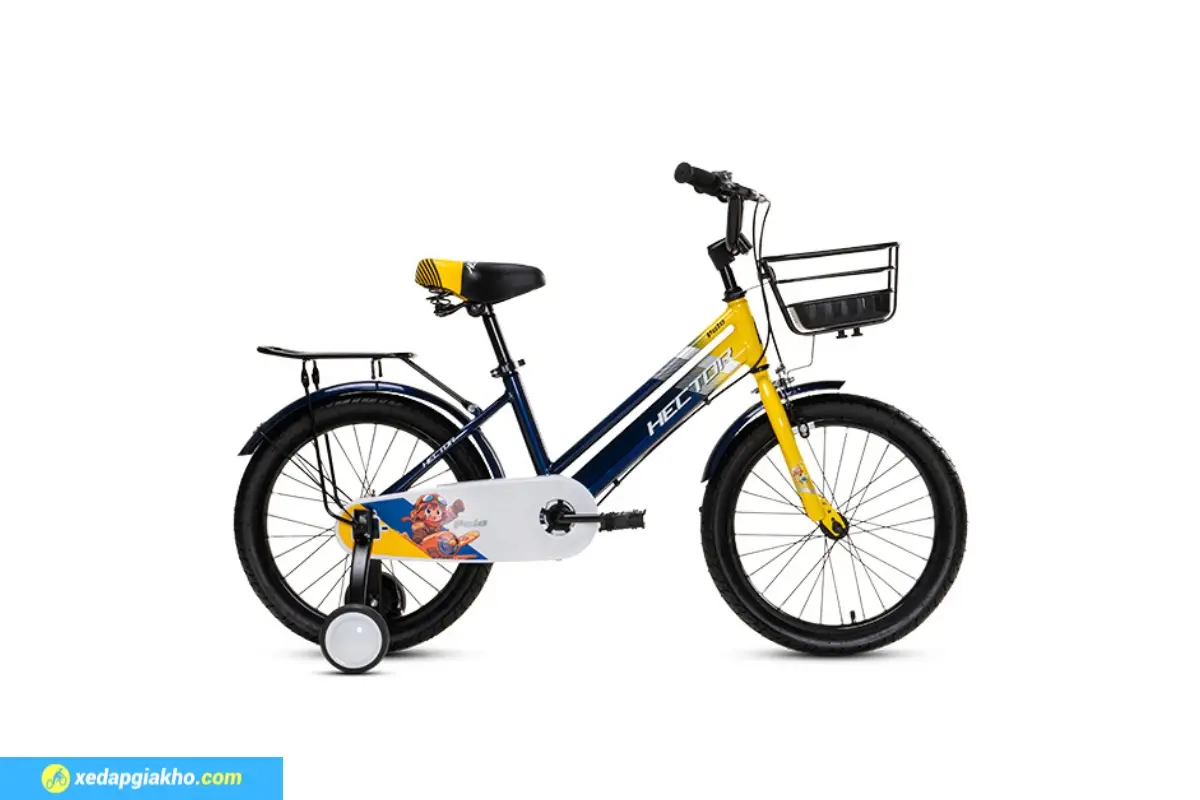 Xe Đạp Trẻ Em Bé Trai Hector Polo 18 Inch màu vàng xanh dương