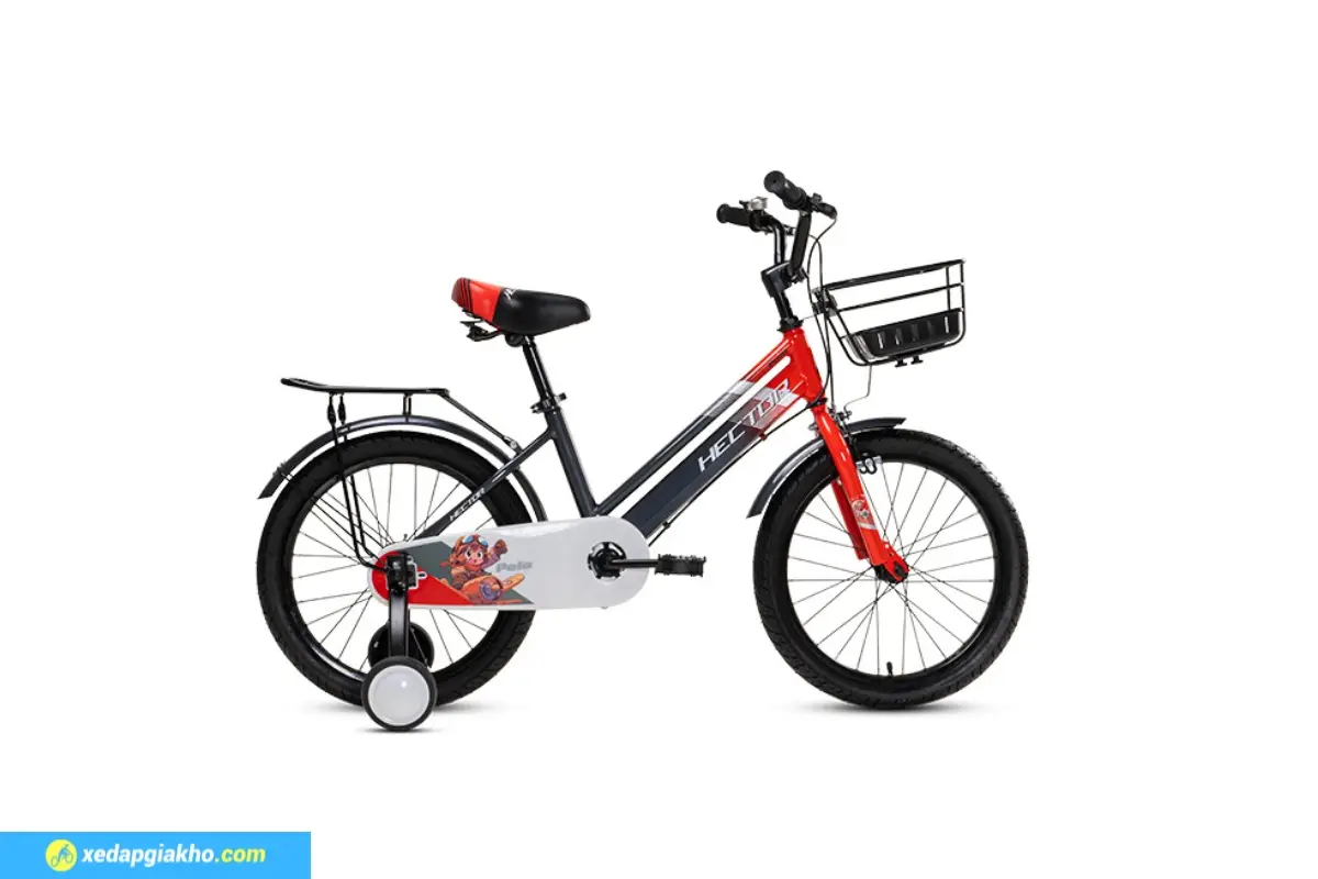 Xe Đạp Trẻ Em Bé Trai Hector Polo 18 Inch xám đỏ